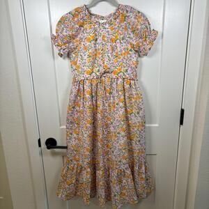 Ivy City Co Floral Girls Dress Size 13/14 Maxi Ruffle Tiered Church Dress Preppy